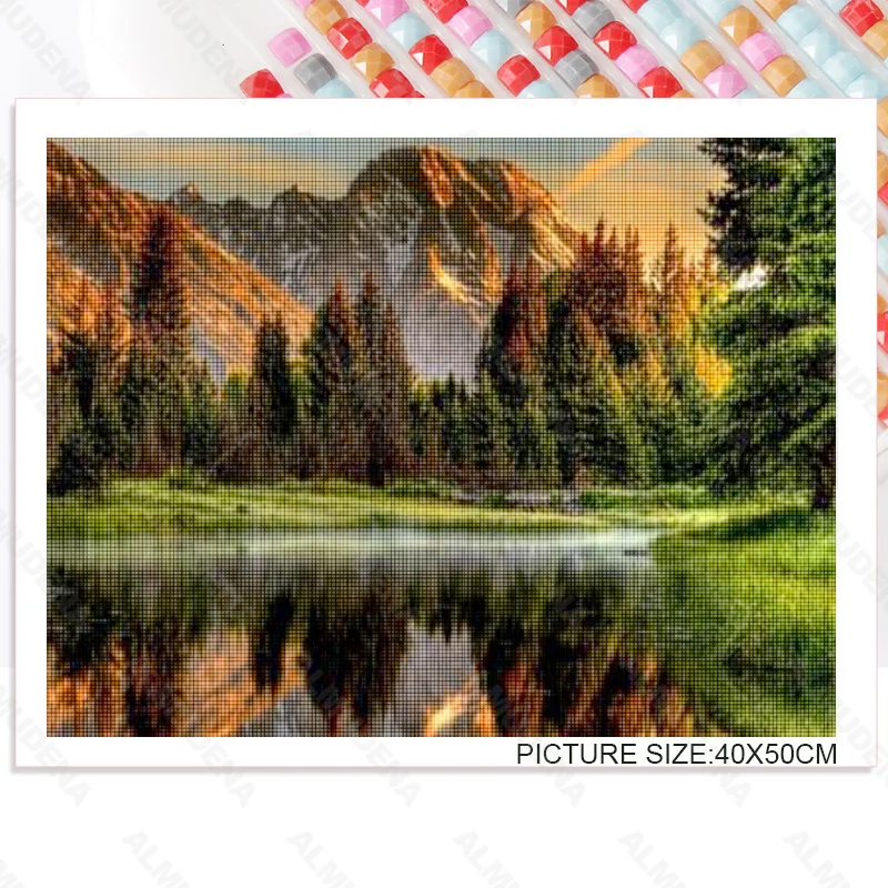 

Diy Diamond Painting Landscape Forest Nordic Style Full Inlaid Diamond Handmade Dot Inlaid Diamond Bedroom Living Room Sticker