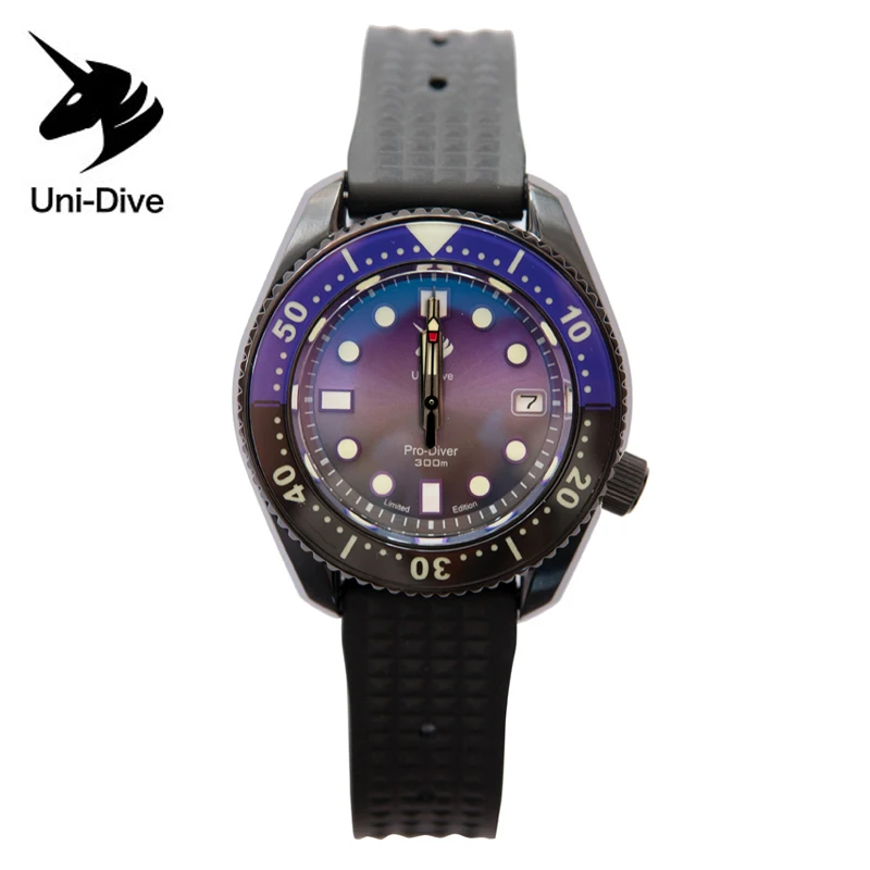 

Uni-Dive 44mm Diver Watch Gradient Blue Dial Sapphire Bezel Luminous Monoblock Case Men's Automatic Mechanical Watches WR 300M