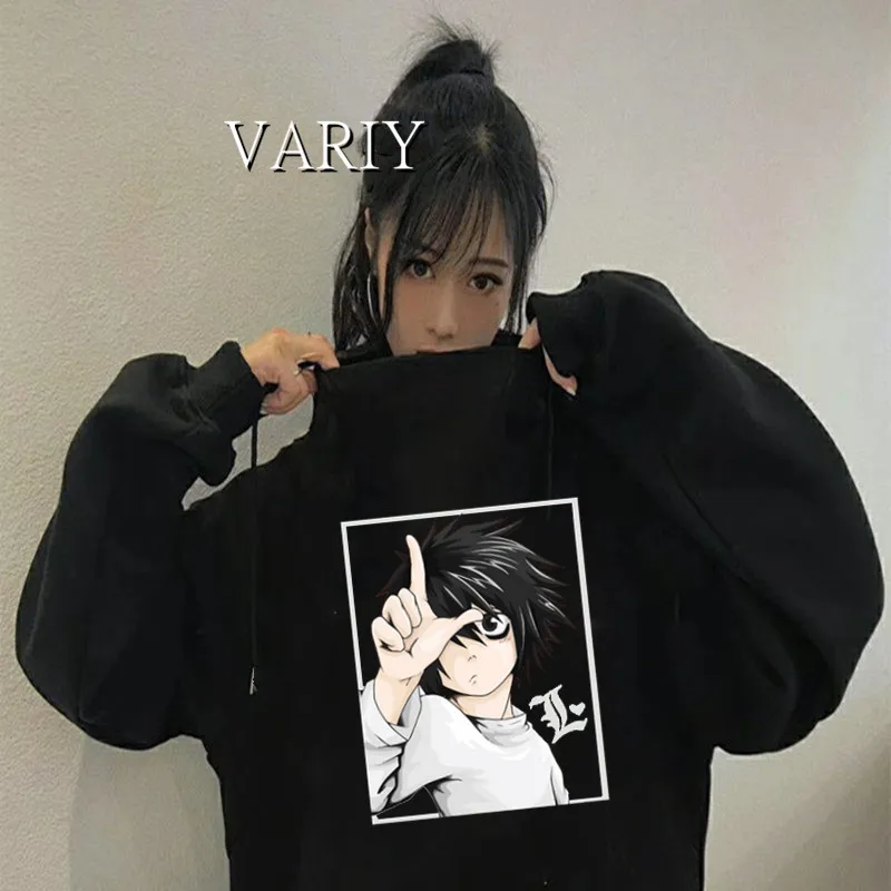 

Japanese Anime Death Note Cool Women Hoodie Harajuku Fleece Sweatshirt Crewneck Creativity Clothing Casual Loose Hoodies Female