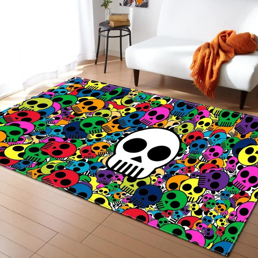 

Terror Mini Skull Print Rugs Household Decoration Floor Mat Carpet Bathroom Non-slip Living Area Room Soft Large Carpets For Rug