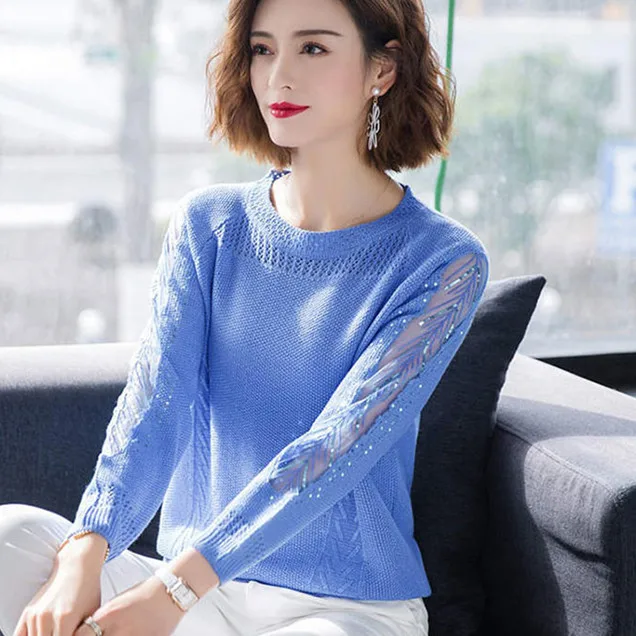 

Loose casual sweater women's pullover ladies sweater knit pullover White