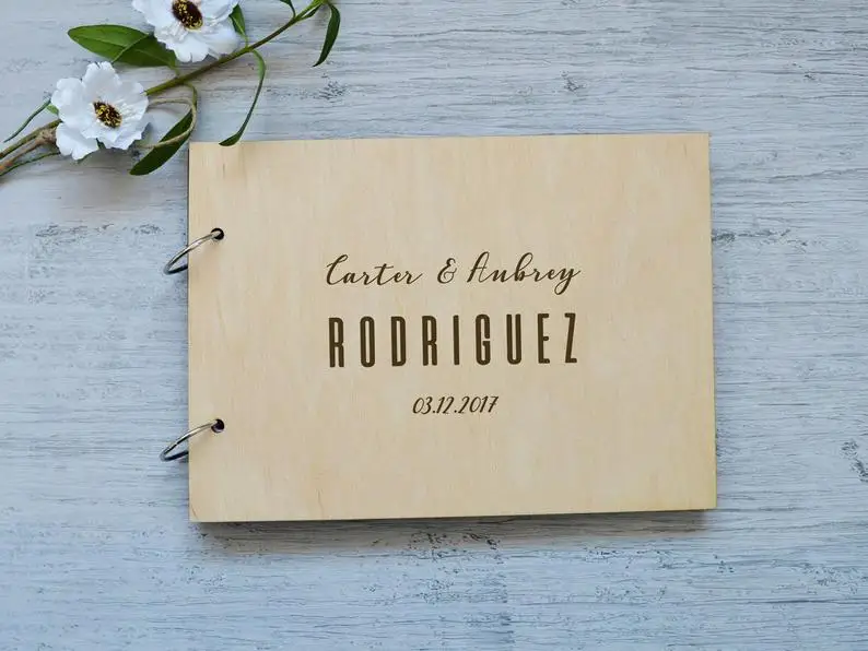 Свадебная Гостевая книга пользовательские фотофоны свадьбы в деревянном альбом