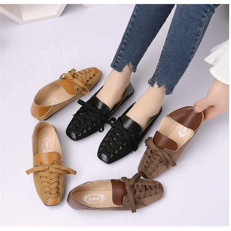 

2021 NEW Spring Fashion Flats British Style Casual Female Sneakers Women Shallow Mouth Oxfords Women All-Match Retro Woman Shoes