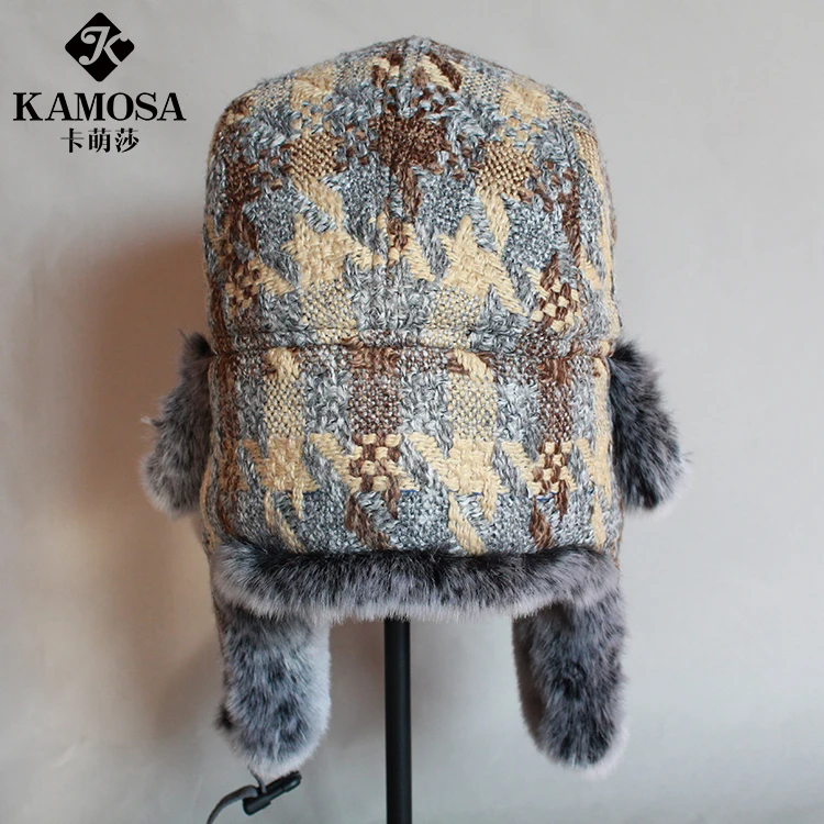 B-8485 Outdoor Earflap Bomber Hats Adult Thick Russian Trooper Snow Ski Berber Fleece Winter Hat Windproof Cap Ear Protection