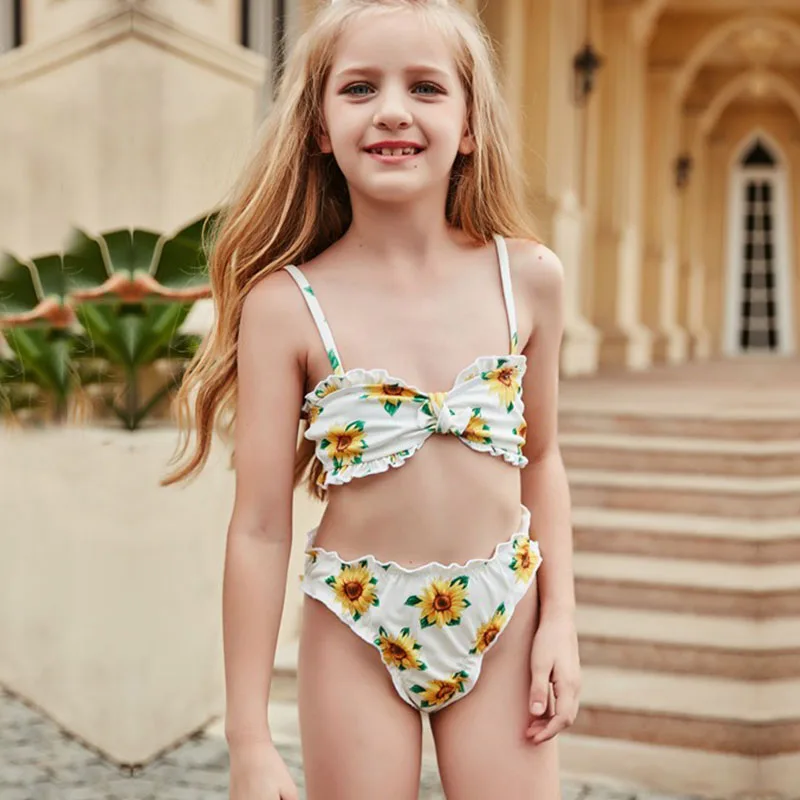 

Bikini Set Children Girl 2022 New Swimsuit Print Floral Kid Swimwear Cute Baby Bikinis Infantil Swimming Suit Two Piece Biquini