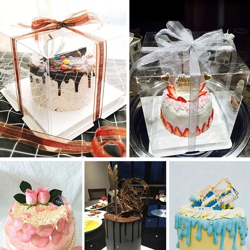 Прозрачные коробки для тортов и пирожных &quotсделай сам&quot с днем рождения