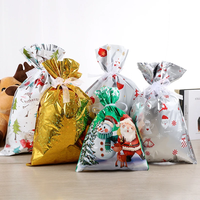 

10 Styles Christmas Gift Bags With Ribbon Cute Wedding Birthday Candy Party Cookies Snack Biscuit Wrapping Package Pouch