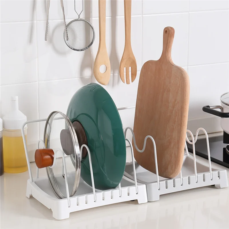 

Non-Slip Adjustable Pot Cover Pan Lids Rack Cooking Dish Soup Spoon Drain Storage Holder Tray Organizer Kitchen Accessories