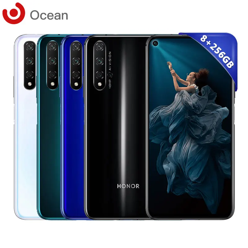Оригинал Honor 20 мобильный телефон 8 ГБ ОЗУ 256 Гб ПЗУ Kirin 980 NFC 6 26 ''экран 48 Мп + 16 МП