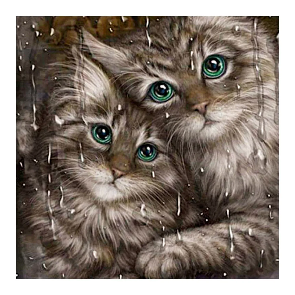 Sad Cat Алмазная картина животное круглая полная дрель Nouveaute DIY мозаика вышивка 5D