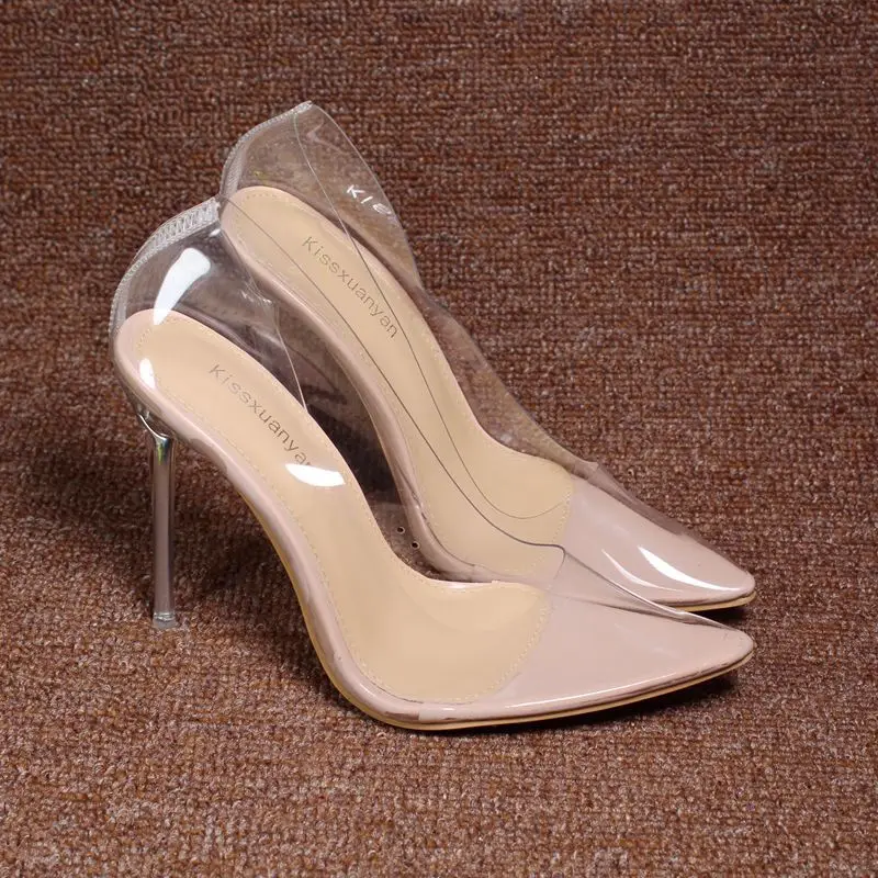 

pointed shallow transparent slim high-heeled lady work women's shoes large size 42
