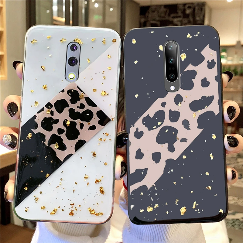 Чехол TRISEOLY для Oneplus 7 Pro Модный Блестящий Золотой защитный чехол с косым