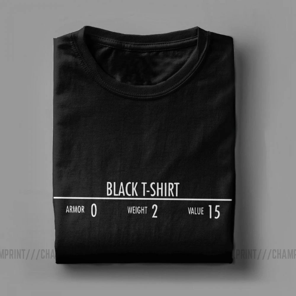 Skyrim Bethesda Elder Scroll T-Shirt for Men Funny Pure Cotton Tees Crewneck Short Sleeve T Shirt Gift Idea Clothing Plus Size