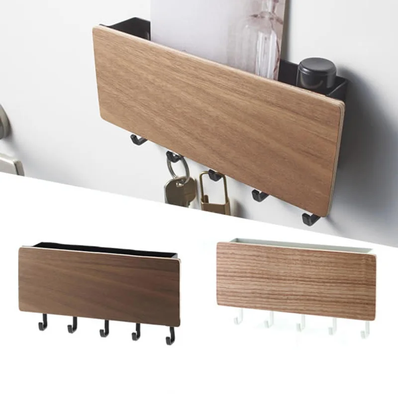 New Wall-hung Type Wooden Decorative Wall Shelf Sundries Storage Box Prateleira Hanger Organizer Key Rack Wood | Дом и сад