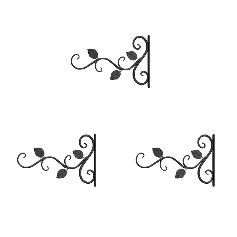 

Promotion! 3PCS Wall Hanging Flower Pot Bracket Iron Flower Stand Balcony Home Decoration Iron Plants Pots Hooks Hanging Planter