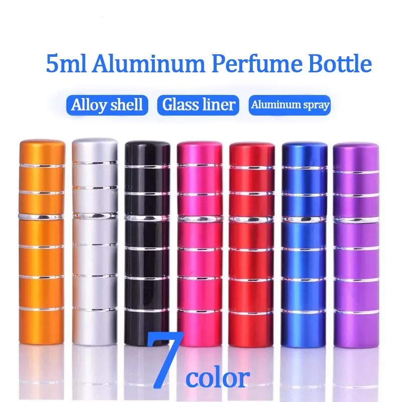 

MUB - Fashion 5ml Mini Perfume Bottle Atomizer Aluminum Spray Pump Bottle Perfume Container Refillable Spray Bottles for Travel