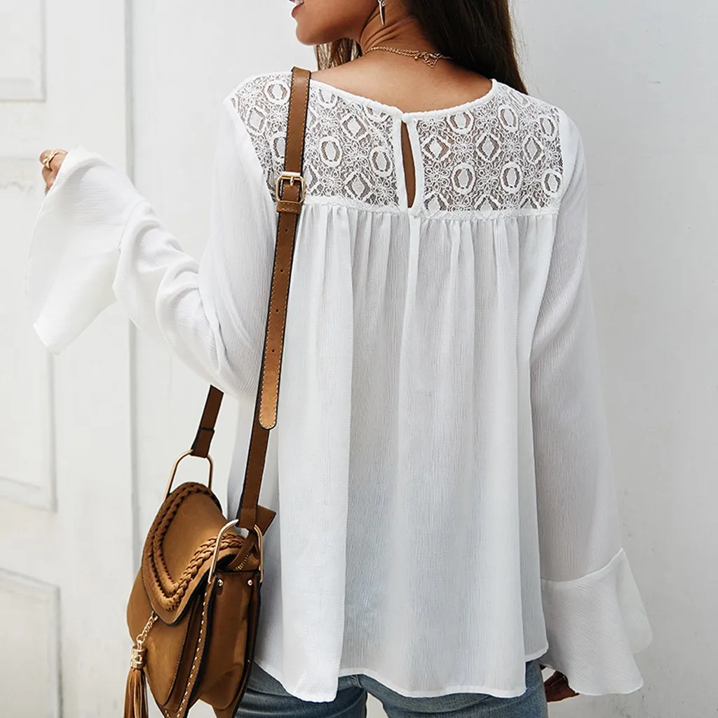 Женские кружевные рубашки мятно зеленого цвета модные вязаные блузки с длинным