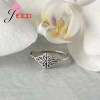 real 925 sterling silver hollow flower shape ring for fashion women cute fine jewelry wedding new years accessories gift