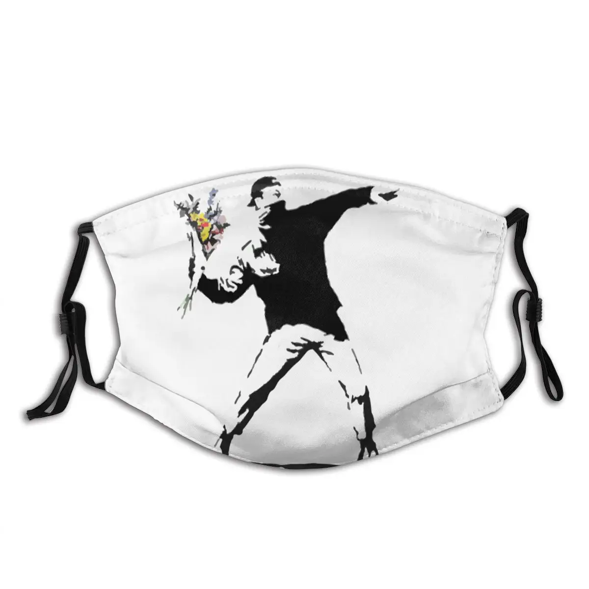 

Rage Flower Bomber Stencil Banksy Reusable with filter Mouth Face Mask Anti Haze Dust Proof Earloop Protection Cover Muffle