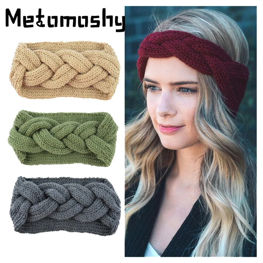 

New Knitted Headband for Women Turban Headbands Cross Bow Solid Stretch Twist Hairband Crochet Headwrap Hair Accessories