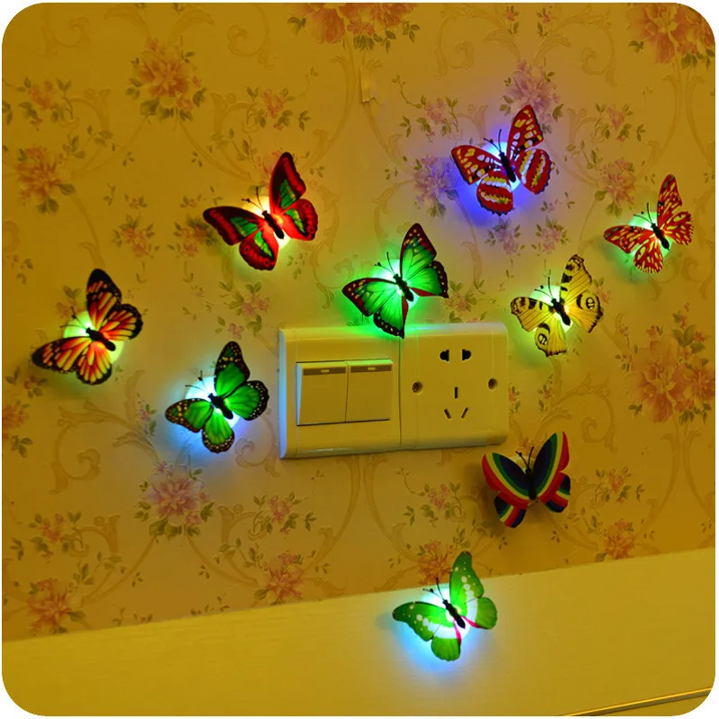 

20pcs Lovely Butterfly LED Night Light Color Changing Light Lamp Beautiful Home Decorative Wall Nightlights Color Random On Sale