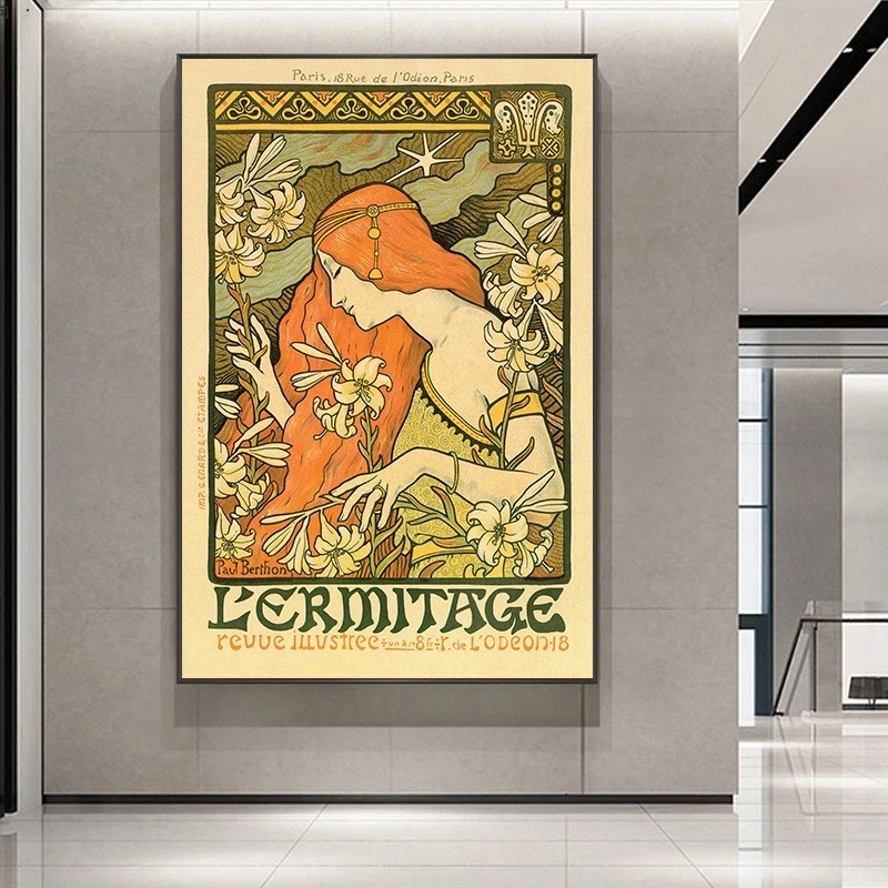 

Alphonse Mucha Famous Painting Vintage Illustration Canvas Posters and Prints Wall Art Pictures for Home Living Room Decoration