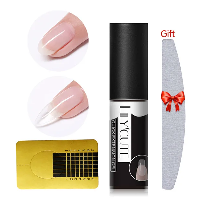 4Pcs 1 LILYCUTE Быстрый полигелевый набор для наращивания ногтей Французский прозрачный дизайн ногтей розовый цвет кончик для ногтей Форма Кристалл УФ гель для ногтей набор - Цвет: 4Pcs 1