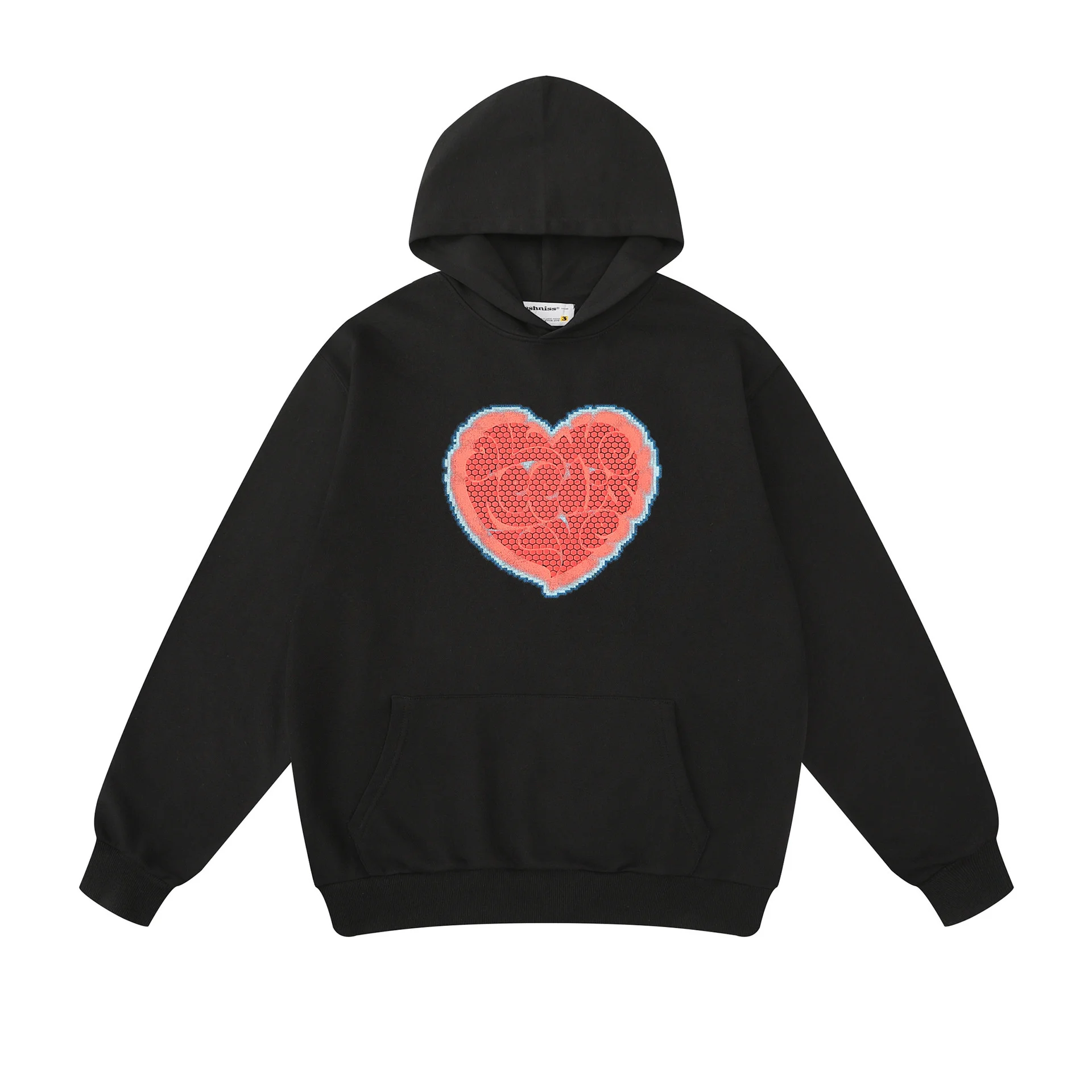

Hip Hop Cute love Heart Print Hoodie Sweatshirt Men Casual Loose Fashion College Style Pullover Couple Streetwear Autumn