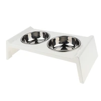 stainless steel 2 dog cat pet feeder acrylic stand food water dish bowls high quality pet bowl set for cats and dogs
