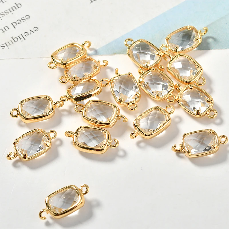 Медная Позолота 18k золотой цвет квадратный Цвет Кристалл Двойной Висячие