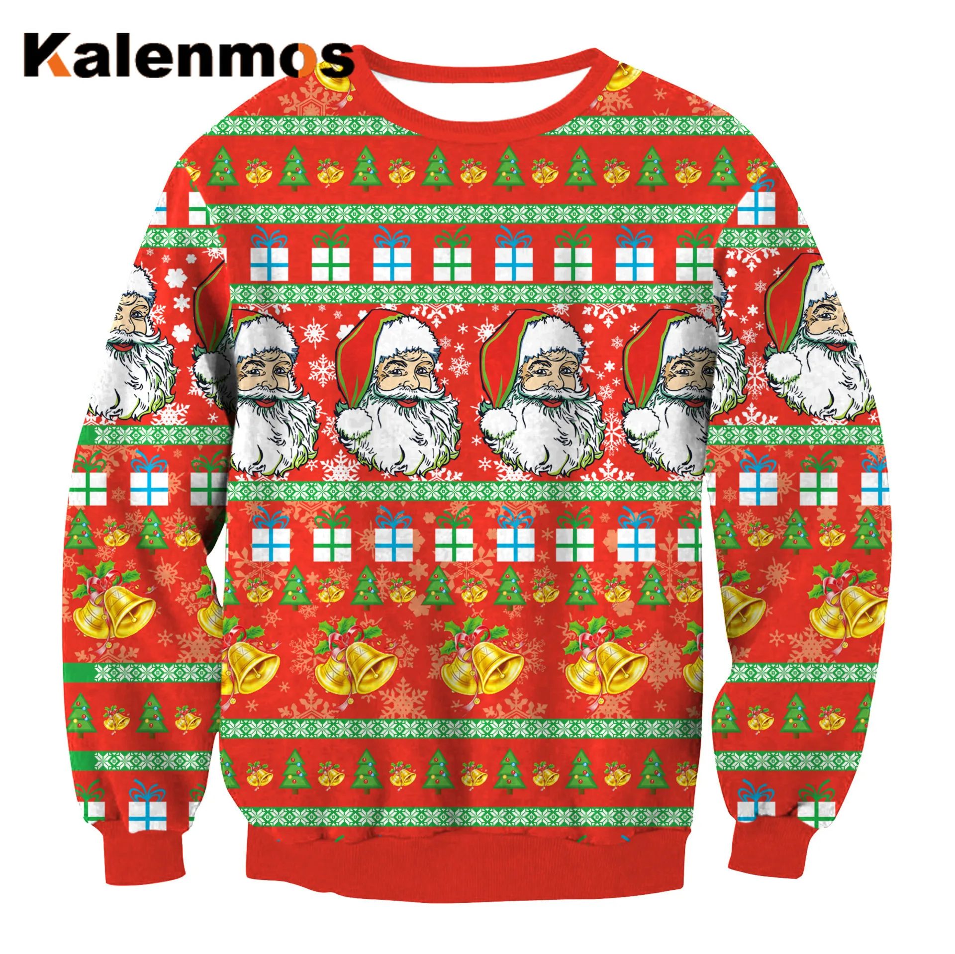 Рождественская Женская толстовка размера плюс рождественские топы с круглым