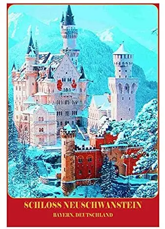 

Bernice Blechschild замок Neuschwanstein Металлический Щит 20x30 см Wanddeko Жестяная Табличка, многоцветный