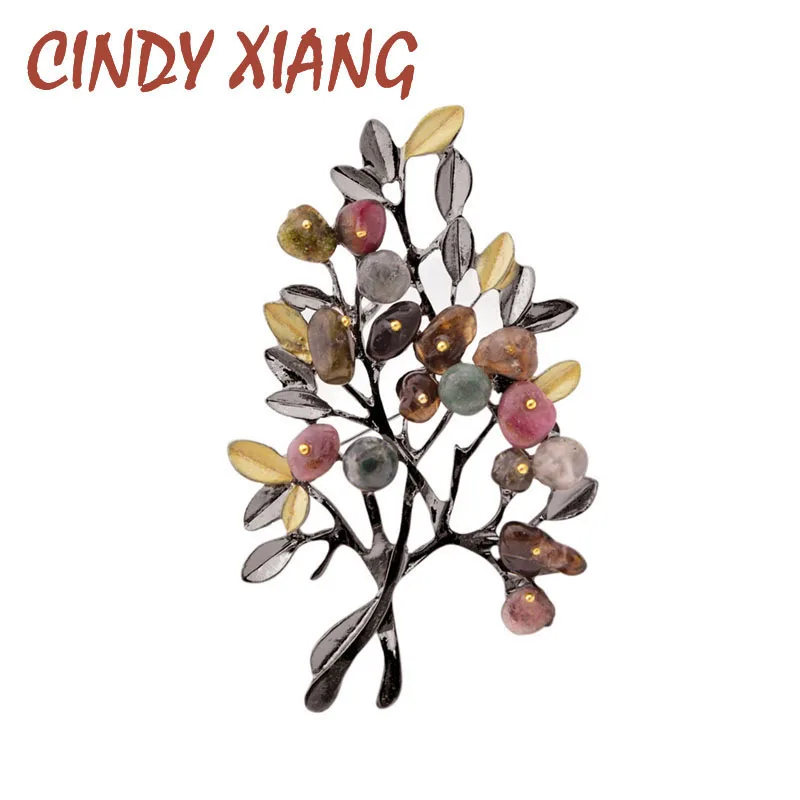 CINDY XIANG винтажные каменные Броши в виде дерева для женщин, Большая Элегантная Брошь для костюма, платья, брошь на булавке, модные ювелирные изделия, вечерние аксессуары, подарок