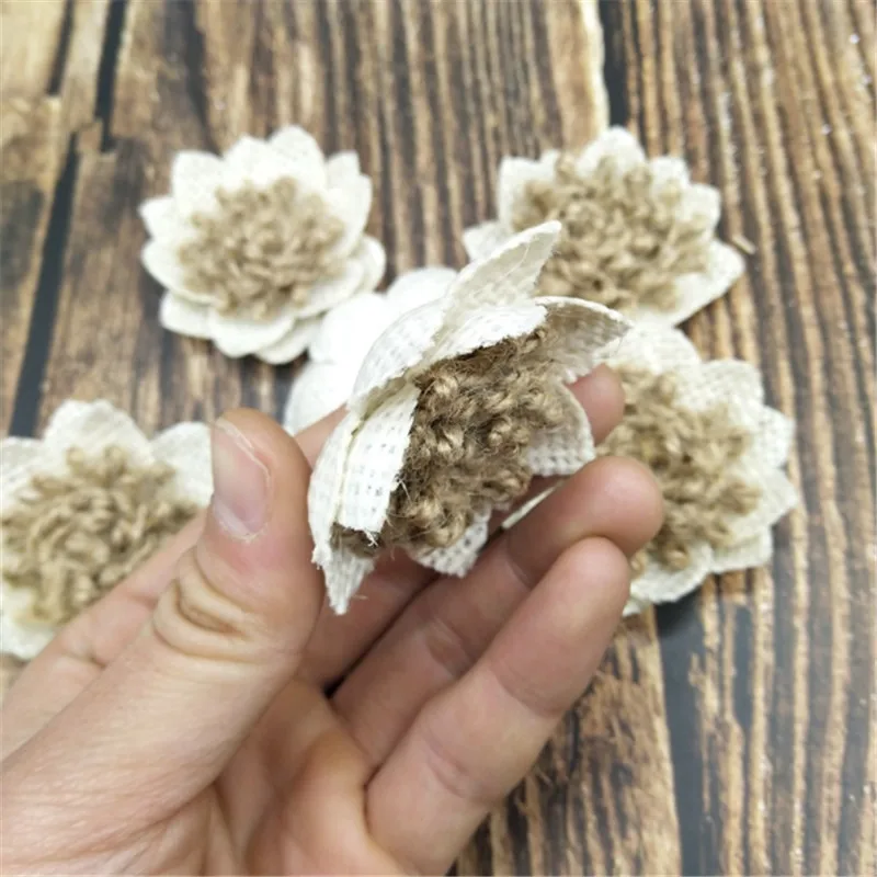 5 шт. свадебное украшение веревка из мешковины цветок ручной работы для