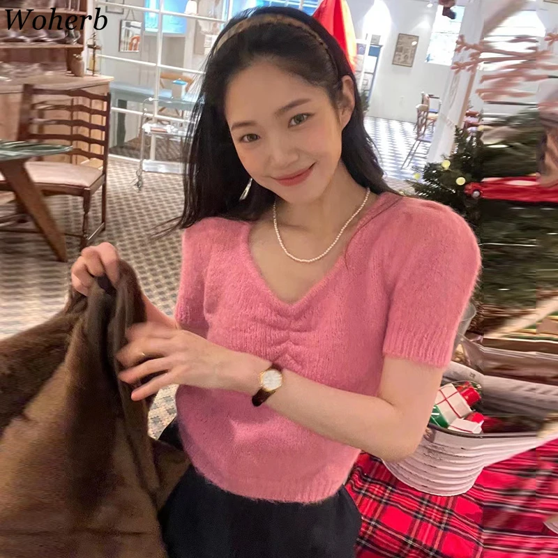 Милые пуловеры Woherb топы женская осенняя одежда женский свободный джемпер с