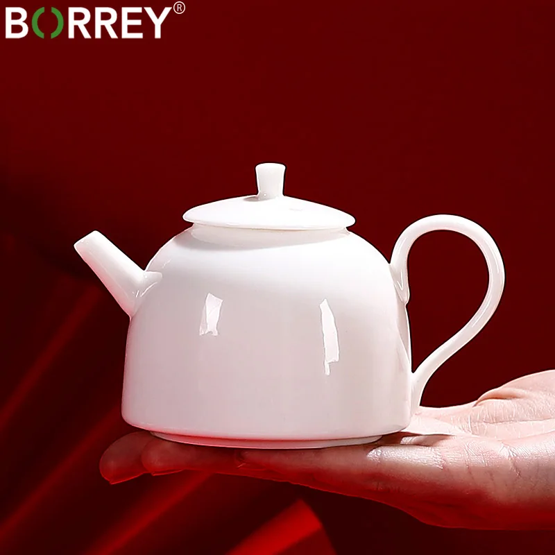

BORREY Bone China White Teapot Suet Jade Porcelain Tea Set Kung Fu Tea Set Ceramics Coffee Tea Pot High-end Teaset Gifts Teaware