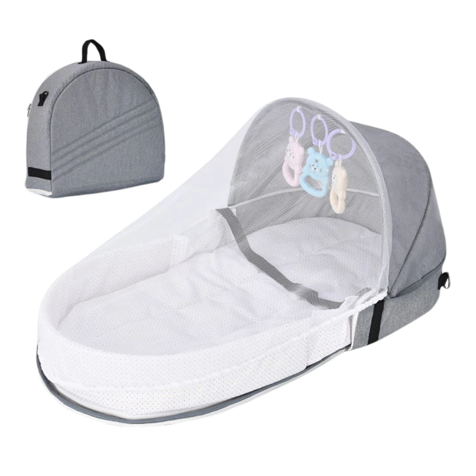 Детская портативная складная кровать с москитной сеткой однотонная сетчатая