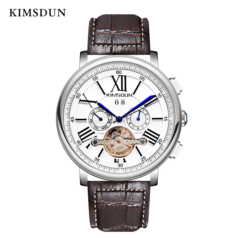 Новые Брендовые мужские часы KIMSDUN автоматические механические Tourbillon спортивные