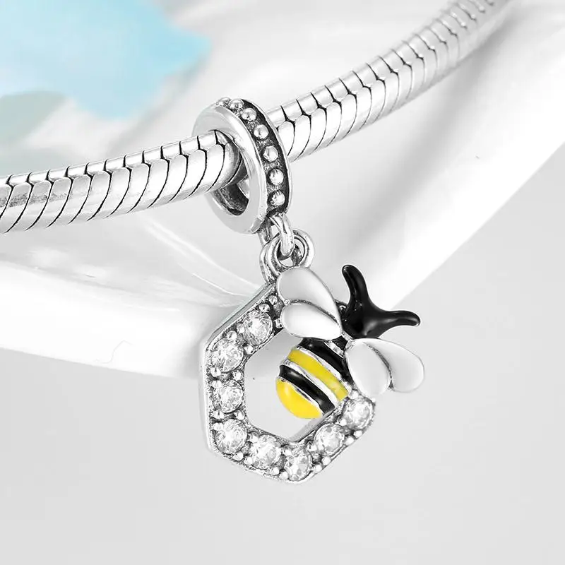 100% реальные 925 пробы серебро сладкий Мёд с Пчелой драгоценные бусины подходят к