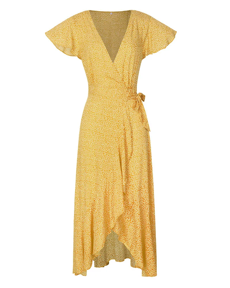 

Women's summer print V-neck midi dress dresses woman party night elegant dress plus size dress V-Neck Print black dress