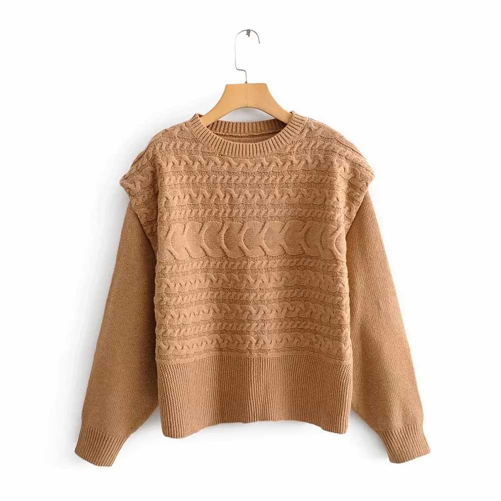

style autumn winter women's Warm tops knitted wide shoulder sweater women pullover casual lady pull woman jumper