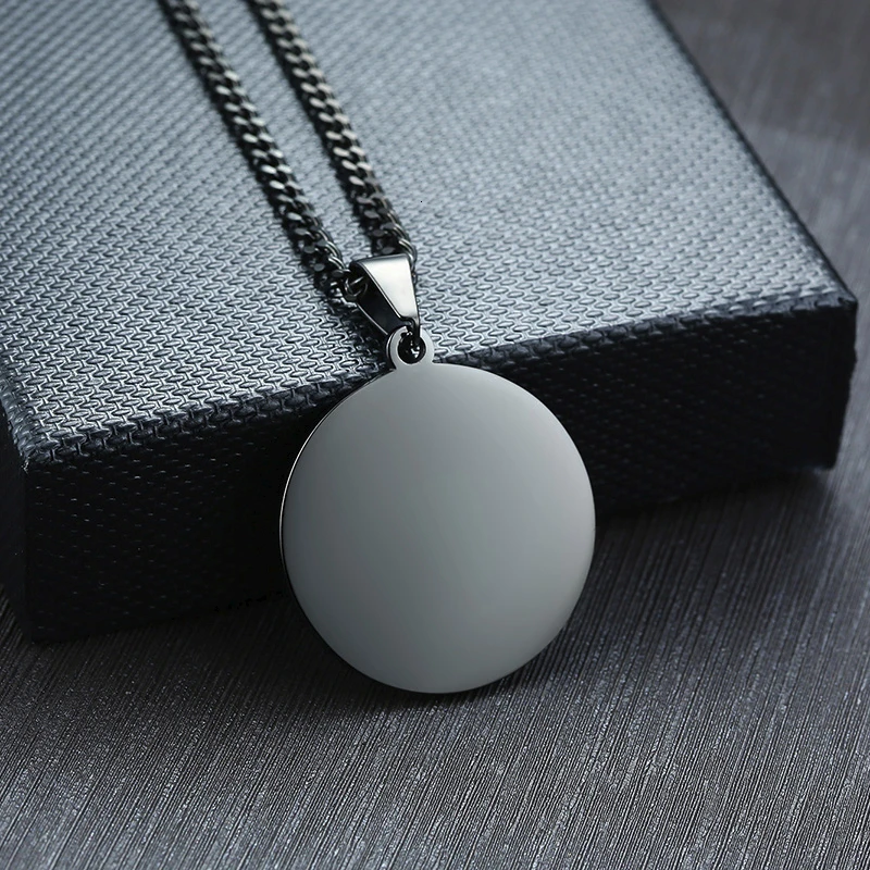 Мужские ювелирные изделия с подвеской в виде диска на санскрите из нержавеющей