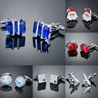 Новые Модные Синие запонки с кристаллами Мужская Унисекс французская рубашка костюм деловой Банкет Свадебные подарки