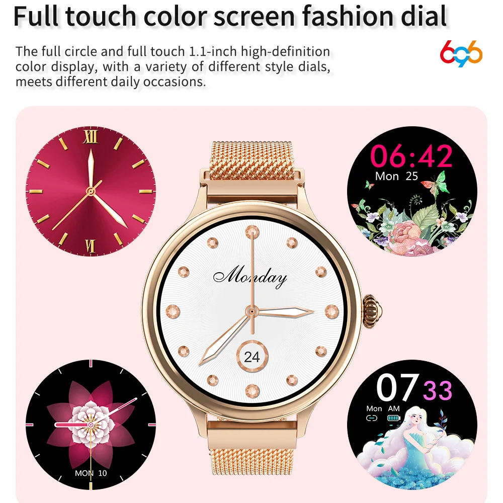 

696 HM4 M4 Women Smart Watch Full Cycle Full Touch Round Screen With Female Function Smartwatch For Ladies watches Lady Band M5