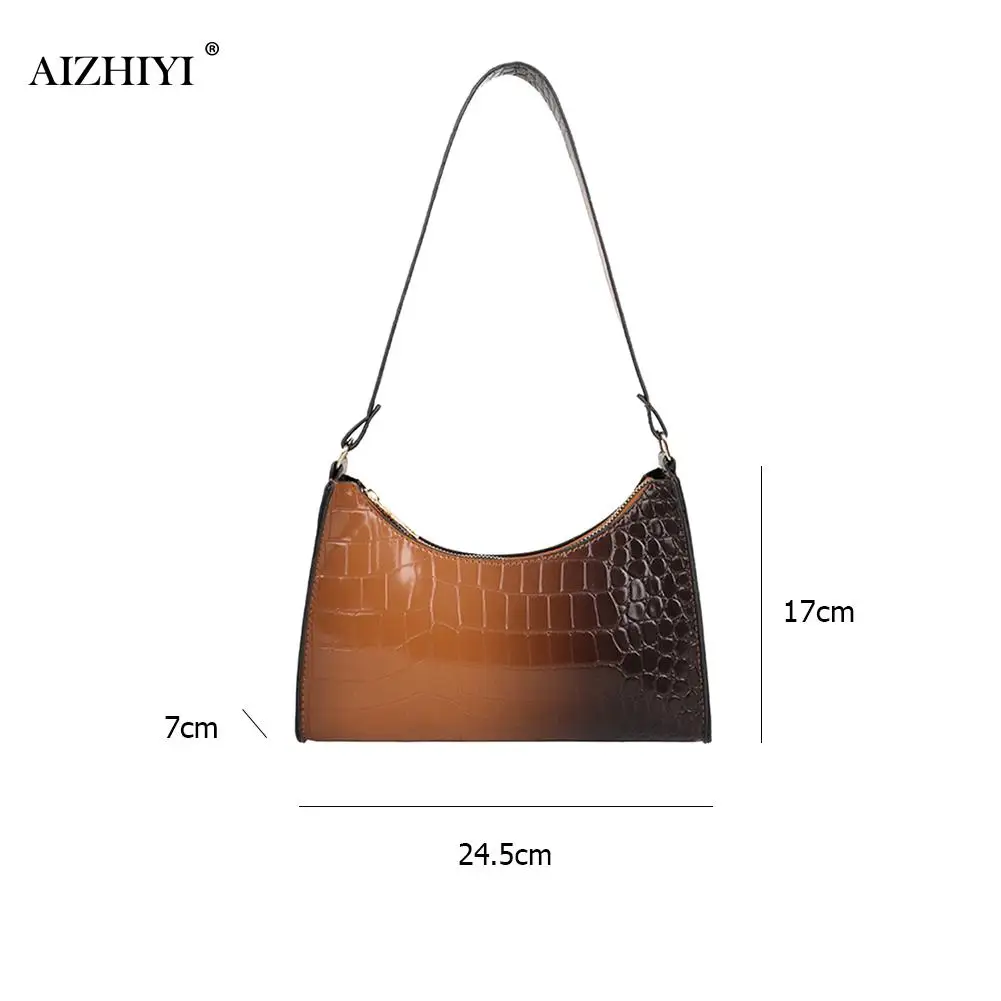 

Vintage Alligator Pattern Handbag Hobo Women Fashion Travel Street Top-handle Bags PU Leather Shoulder Clutches Gradient Color P