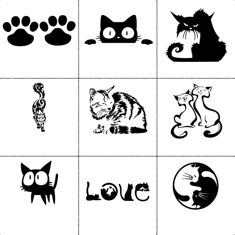 

10 Style Funny Cat Car Stickers On The Cars Cover Scratches Cartoon Window Decal Decor Car-styling