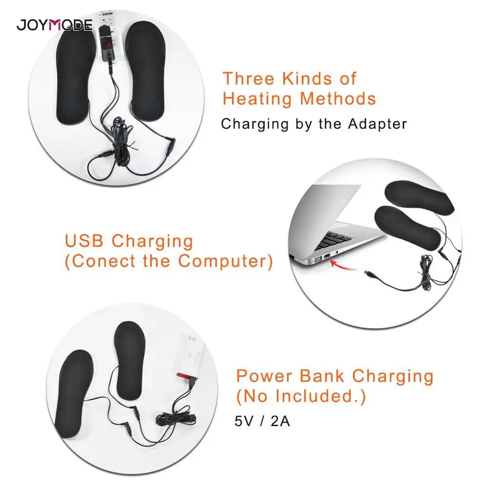 Joymode1 пара USB стельки для обуви с подогревом, согревающие стельки для ног, теплые носки, коврик, зимние уличные спортивные стельки, Теплые Зимние Стельки