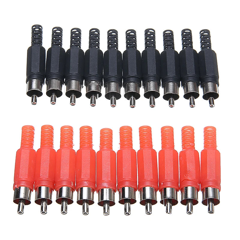 20 шт. черный + красный паяльный RCA Штекерный разъем высококачественный Аудио