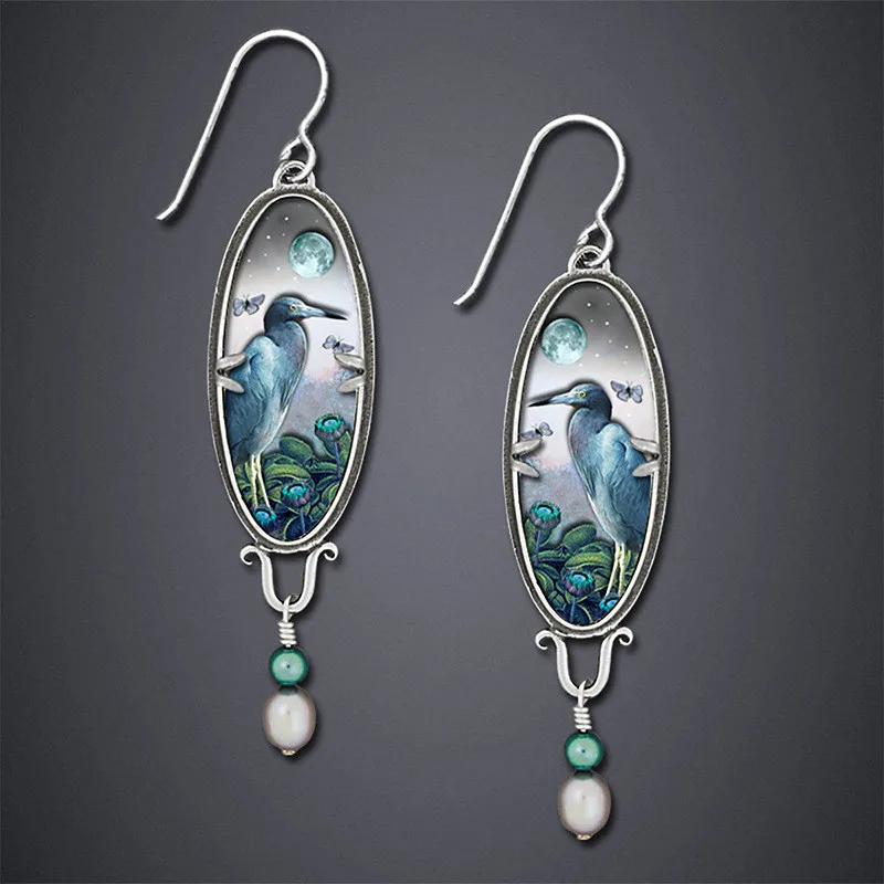 

Vintage Ethnic Bird Long Dangle Earrings for Women Fashion Jewelry Wedding Drop Earings Bohemia Statement Accessories Gifts
