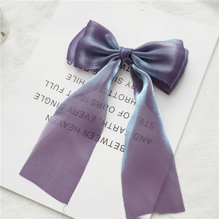 Женский/Женский однотонный хвост двойная шифоновая лента для волос Бабочка